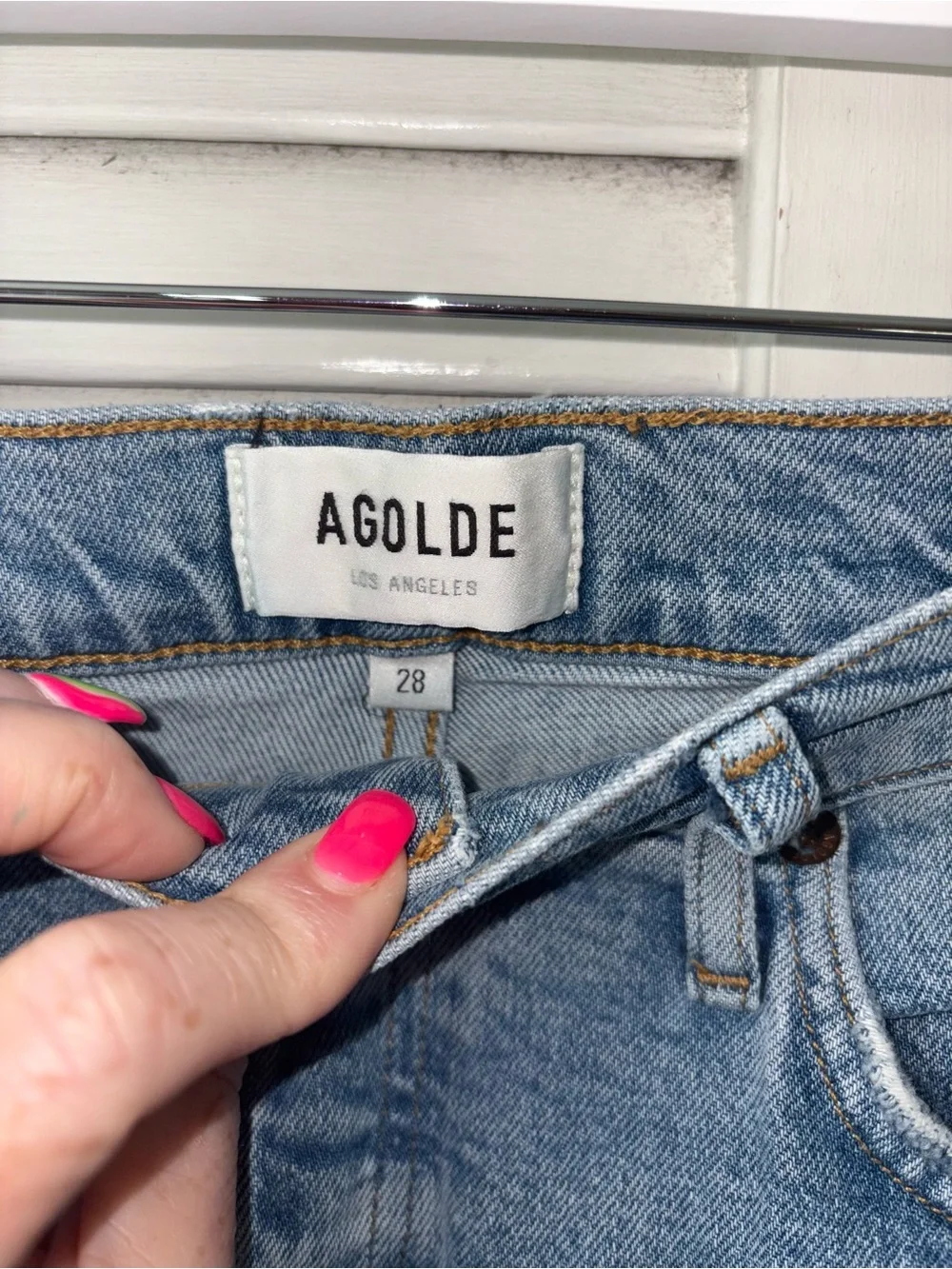 AGOLDE Riley High Rise Straight Crop Jeans 28 Light Wash Organic Cotton